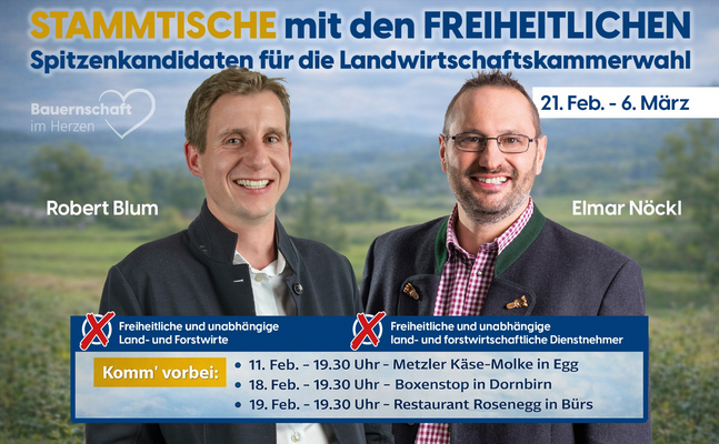 Die Spitzenkandidaten der freiheitlichen Bauernschaft für die Landwirtschaftskammerwahl 