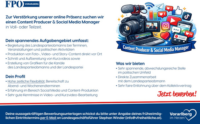 Content Producer & Social Media Manager gesucht